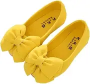 [Vokamara] Faux Suede Bow Round Toe Ballet Flats Slip On Shoes (Little Kid/Big Kid)