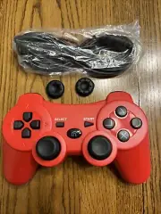 Bek Design DualShock Game Controller Red With Cable & Thumb Pads