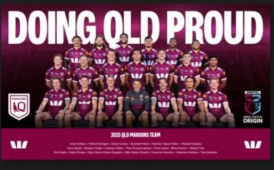 LAMINATED 2025 QLD MAROONS STATE OF ORIGIN NRL RUGBY TEAM PLAYER POSTER,1