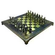 Greek Mythology Chess Set with Bronze Board and Metal Pieces Hand Made in Greece