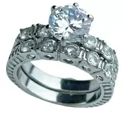 4.8 Carat CZ Celtic Style Wedding Set 316 Stainless Steel Ring TK1450 Size 6 T10