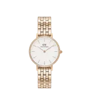 Daniel Wellington Petite 28 Bezel 5-Link White & Rose Gold Watch
