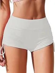 [AI'MAGE] Womens 3" Swim Board Shorts High Waisted Bathing Suit Bottoms Boy Shorts Adjustable Ruched Side Bikini Shorts S-XXL