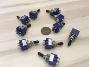 10 x Black Sleeve cap Latching 6 Pin DPDT ON OFF ON Toggle Switch 6A 125VAC B24