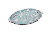 Blossom Serving Platter - Elegant Blue Ceramic with Floral Motif, 32cm