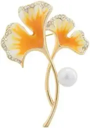Imprints by Mau Flower Brooch, 65mm by 46mm, 14K Plated Enamel Brooch Pin Women