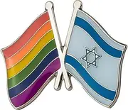 [Pinstant] Gay LGBTQ Rainbow Pride Israel Israeli National Flag Crossed Flags Friendship Love Alliance Allies 1" Enamel Pin, 1 Inch, Enamel, enamel