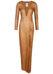 Missoni Metallic-weave Open-knit Maxi Dress - Tan - 38 (UK6 / XS) 38 (UK6 / XS)