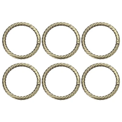 6Pcs Spring O Rings 1 1/2" Round Trigger Snap Hook Circle Brass Key Ring Clip