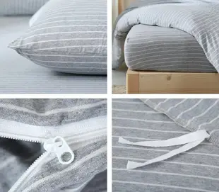 #S.S 可訂製無印良品風格天竺棉純棉材質雙人床包單人床包組 灰底白條紋 棉被床罩寢具 ikea hola muji