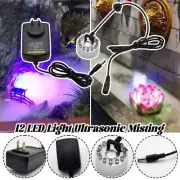 12 LED Ultrasonic Mist Maker Light Fogger Water Fountain Pond with Power Adapter