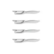 4x Cuisena Vegetable/Fruit Plastic/Stainless Steel Comfort Swivel Peeler White
