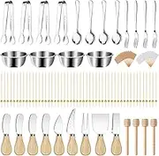 169 Pcs Charcuterie Boards Accessories Charcuterie Utensils Cheese Butter Spreader Knife Set Small Serving Tongs Forks and Spoons Dipping Bowls Honey Dipper Toothpick Flags Cocktail Picks