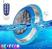 CNBRIGHTER LED Underwater Swimming Pool Lights,54W RGB Color Changing, 12V AC,20ft Cord Wall Surface Mounted IP68 Waterproof,Stainless Steel,with Remote Controller (20ft Cord)