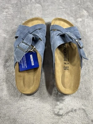 Birkenstock New w/ Box Lugano Dusty Blue Oiled Leather Size 42 Narrow Fit