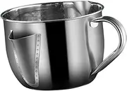 WOONEKY Soup Oil Separation Soup Cup Stainless Steel Oil Separator Grease Separating Container Metal Oil Filter Pot Stainless Gravy Boat Food Pot Kitchen Oil Separator Multi-Purpose Pot