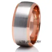 TWO TONE GOLD MENS WEDDING BANDS,14k WHITE & ROSE GOLD MENS WEDDING RINGS