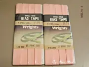 Vintage Wrights Single Fold Bias Tape Light Pink 303- Lot of 2