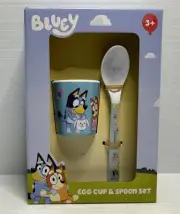 Bluey Egg Cup & Spoon Set ~ Bluey & Bingo ~ New in Box