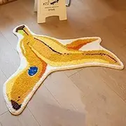 Funny Banana Kid's Room Rug Cute 3D Non Slip Banana Bath Mat Decor for Living Room Bathroom Bedroom Kitchen Decor Washable (38.5 x 37.8in)