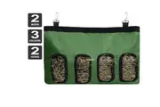 Qttie Rabbit Hay Bag Guinea Pig Pet Hanging Pouch Feeder Holder Eating Feeding-4 Grids(Green)