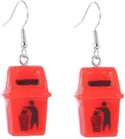 [Yecomsy] Creative Trash Can Drop Earrings Funny Handmade Waste Classification Dangle Earrings Cute Yellow Green Garbage Can Hook Earrings for Women Girls