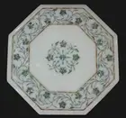 Malachite Stone Inlay Work Coffee Table Top White Marble Bed Side Table for Home