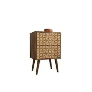 Manhattan Comfort 27" x 17.7" Nightstand Particle Board Rustic Brown/3D Prints