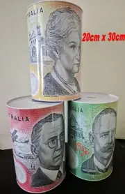 Jumbo Large Money Tin Box Australian Money Note Design Souvenir 20x 30cm Random