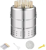 Xoxomeg Smokeless Barbecue Hanging Grill, Portable BBQ Stove, Stainless Steel Surround Kebob Grill with 28 Skewers