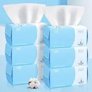Cotton Facial Dry Wipes 100 Count, Deeply Cleansing Disposable Face Towel Wash Cloth, Multi-Purpose for Skin Care, Make-up Wipes, Face Wipes and Facial Cleansing（6 Pack）