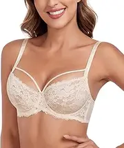 Lemorosy Damen Minimizer BH Vollschalen Ungepolster Floraler Spitze BH Plus Size Unterwäsche BH Große Größen