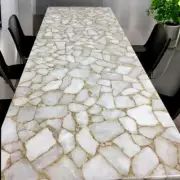 72"x36" White Agate Stone Conference Meeting Table Luxury Kitchen Slab Home Deco
