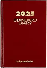 AT-A-GLANCE 2025 Diary, Standard Diary, Daily, 5-3/4" x 8-1/4", Small, 12-Month, Hardcover, Red (SD3891325)
