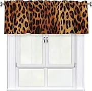 LHBWCVN Leopard Print Valances for Windows, Rod Pocket Window Treatment Drapes Farmhouse Kitchen Curtains Short Blackout Window Curtains for Living Room Bedroom Decor 54x18 Inch