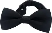 [TENOL] Adjustable Bow Ties Kids Bow Tie Solid Color Polyester Versatile Pre Tied Bow Tie Neck Bowties for Anniversary Prom Birthdays, Black