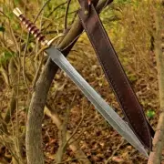 Handmade Double Edge Damascus Steel Viking Sword, Battle Ready With Sheath