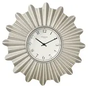 Starburst Wall Clock, Silent no Ticking, Metal Clock, 18 inch Morning Silver