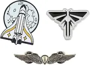 [Mullike] The Last Of Us Pins Ellie Gold Angel Wings Fleet Spaceship Rocket Cosplay Enamel Badge Jewelry Gifts For Women and Men TV Fans 3Pcs