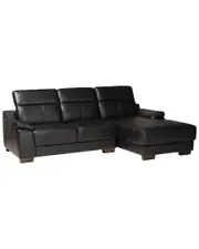 Baxton Studio Reverie Modern Leather Sectional Sofa with Right Facing Chaise