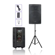 15" 4000W Powered PA KTV Speaker + Speaker Stand Mount Holder Heavy Duty Tripod