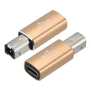 USB C Female to MIDI Convert Adapter, Type-C to USB B Adapter Golden