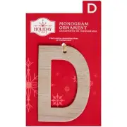 Brown Matte Monogram Letter "D" Christmas Ornament w/Burlap Hanger, 4"H