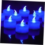 Flameless Candles with 6H Timer, Flickering LED Tea Lights, Romantic Long Blue
