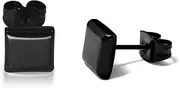 TGNEL Black Mens Stud Earrings Square Titanium Earring for Men Women, Polished Hypoallergenic Stud Earrings for Sensitive Ears
