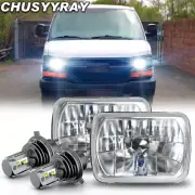 Pair 7X6" 5x7 LED Headlights Halo DRL For Chevy Express Cargo Van 1500 2500 3500
