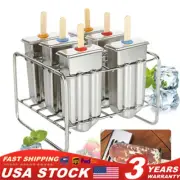 6pcs Stainless Steel Ice Cream Sticks Mold Ice Popsicle Mold Pop Holder US STOCK