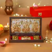 Traditional Gold Plated Goddess Shree Maa Lakshmi Footsteps For Mandir Pooja