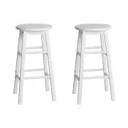 NNEDSZ Set of 2 Beech Wood Backless Bar Stools - White