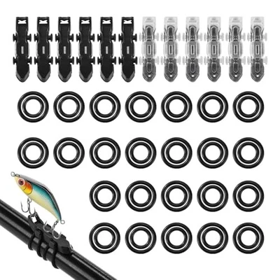 12pcs Lure Magnetic Automatic Hooker, Fishing Hook Keeper Black & Transparent